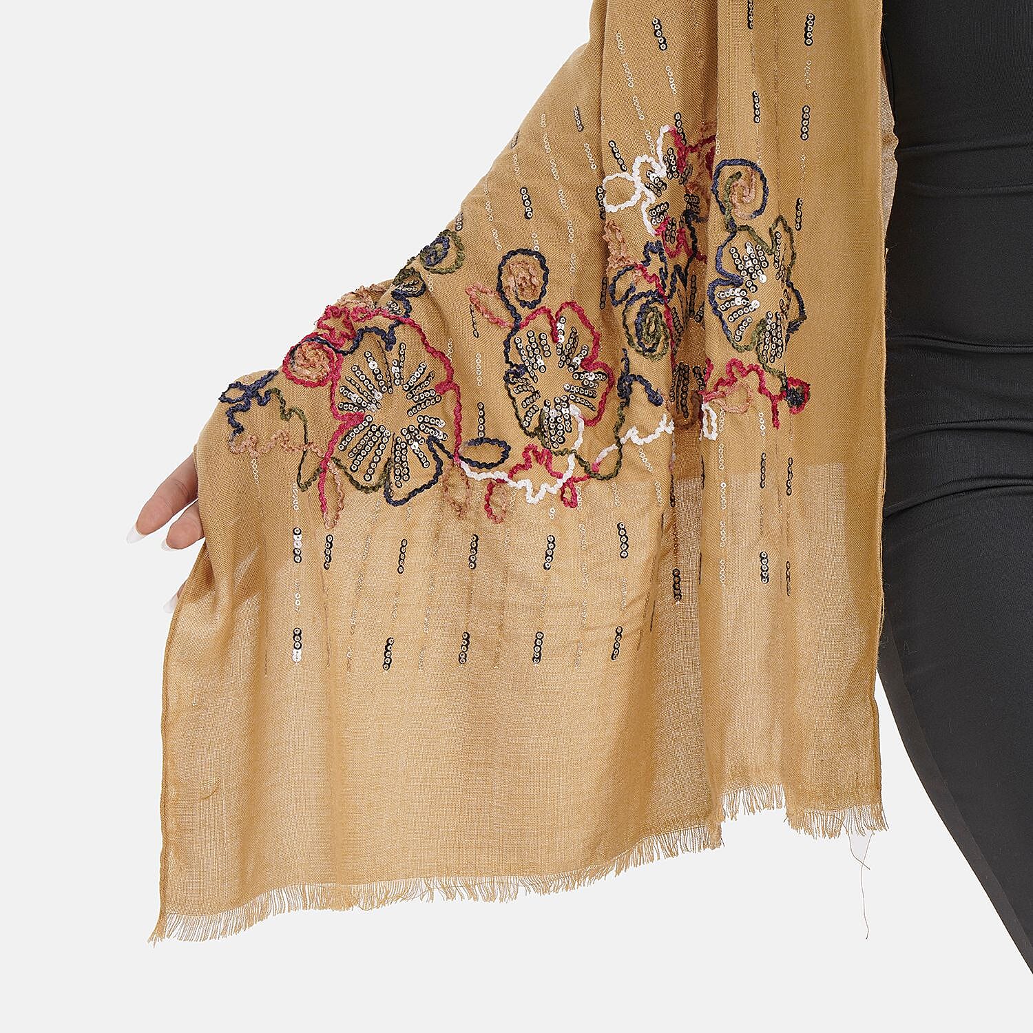 Close Out Embroidered Scarf (One Size) - Yellow