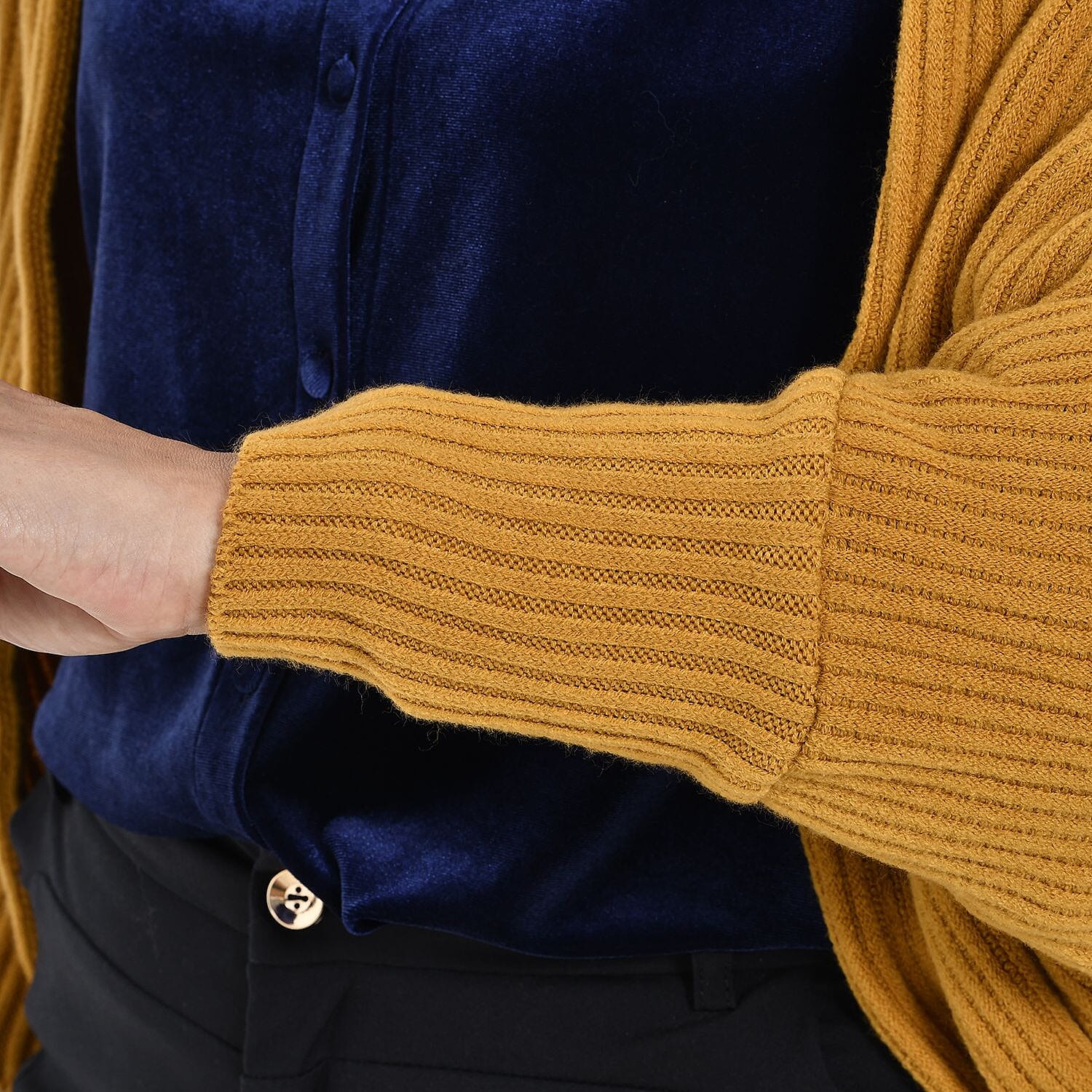 Tamsy Batwing Sleeves Open Front Cardigan (One Size 8-18) - Mustard