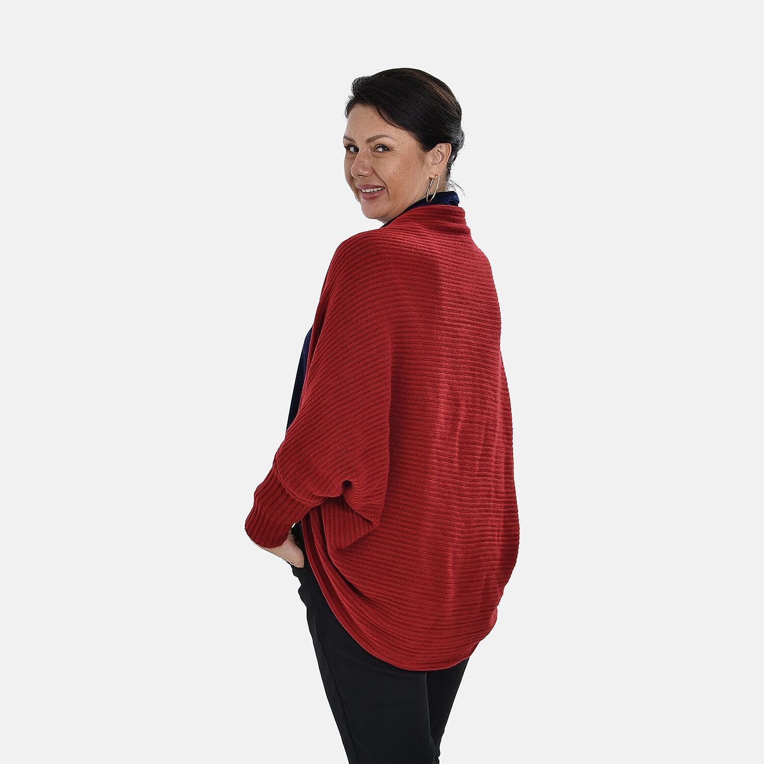 Tamsy Batwing Sleeves Open Front Cardigan (One Size 8-18) - Red