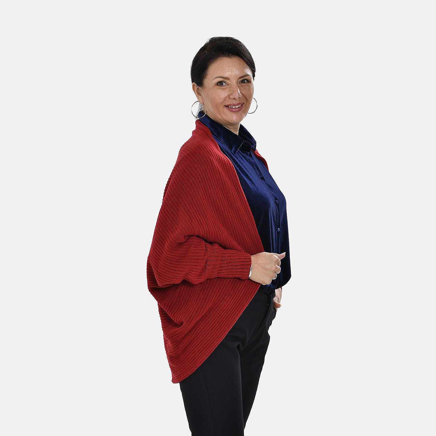 Tamsy Batwing Sleeves Open Front Cardigan (One Size 8-18) - Red