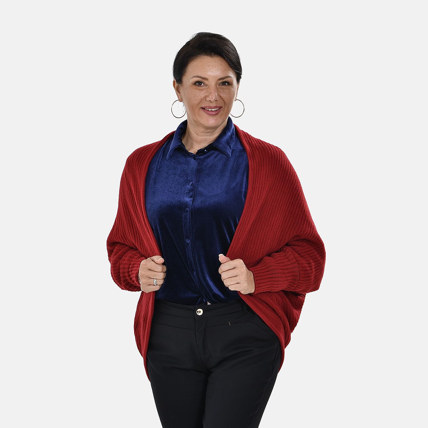 Tamsy Batwing Sleeves Open Front Cardigan (One Size 8-18) - Red