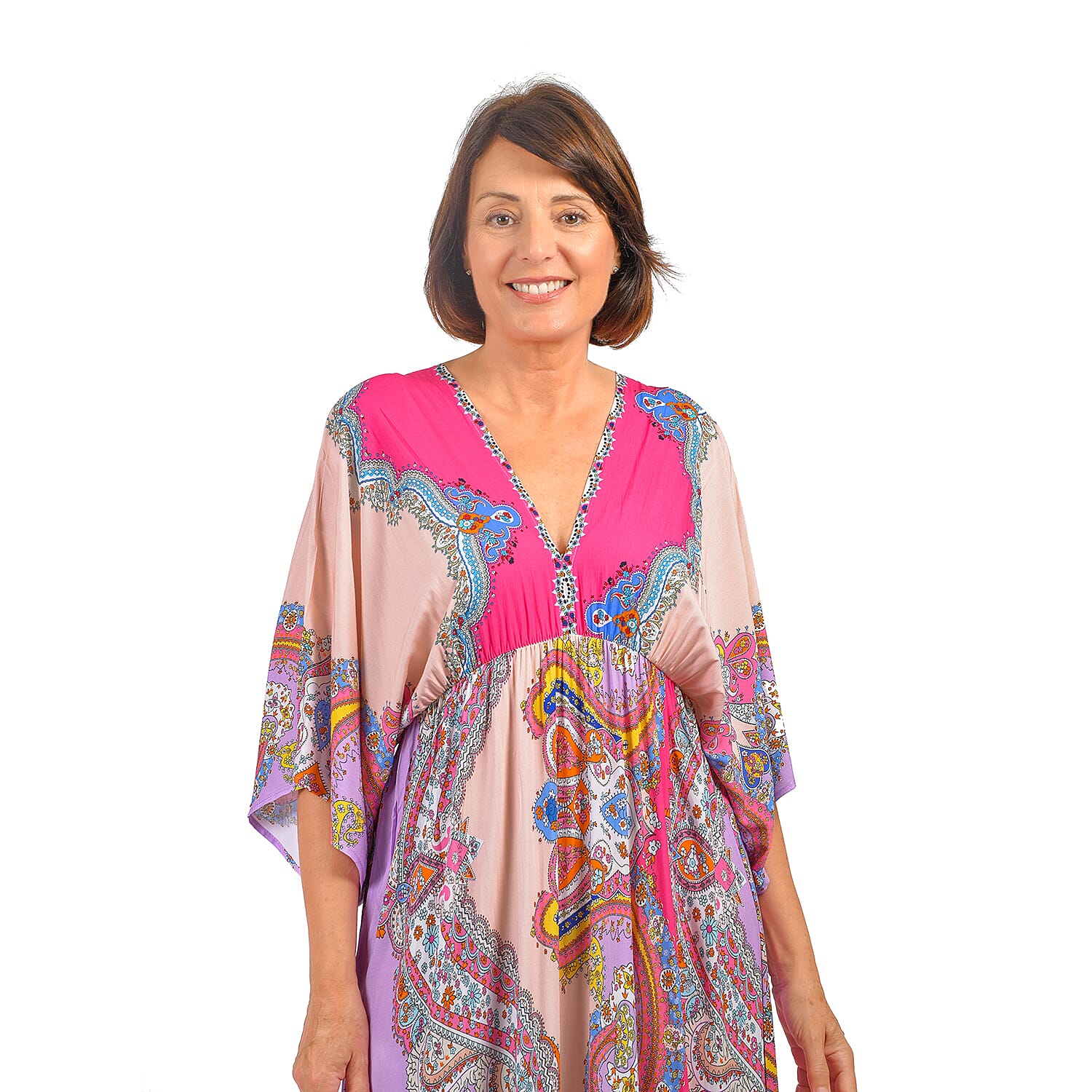 Closeout Deal Placement Printed Maxi Dress