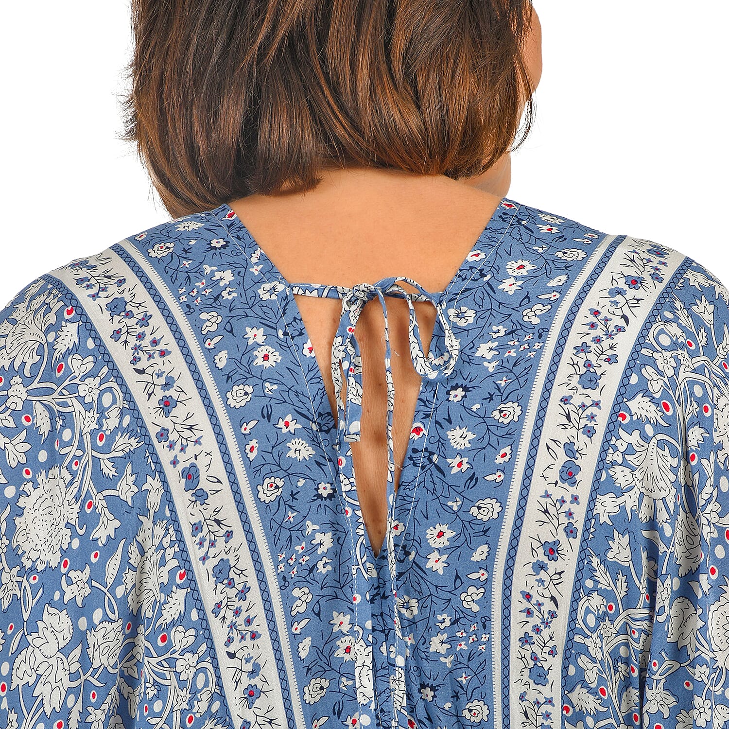 Closeout Deal Placement Printed Maxi Dress (One Size) - Blue