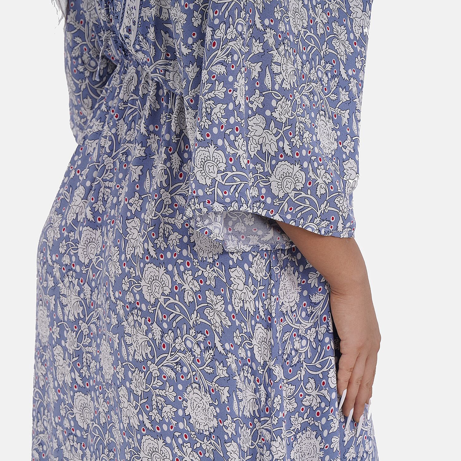 Closeout Deal Placement Printed Maxi Dress (One Size) - Blue