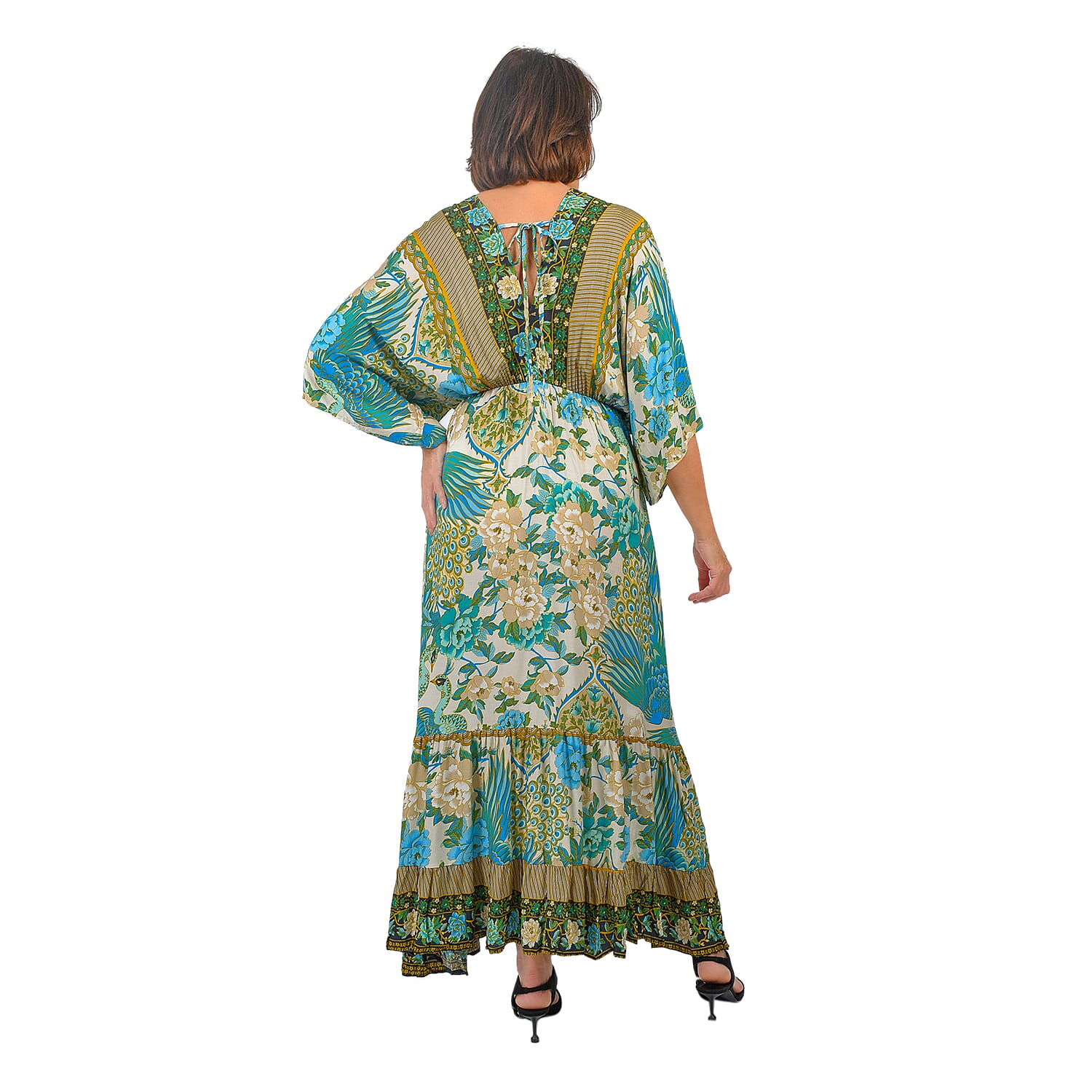 Closeout Deal Placement Printed Maxi Dress (One Size) - Green