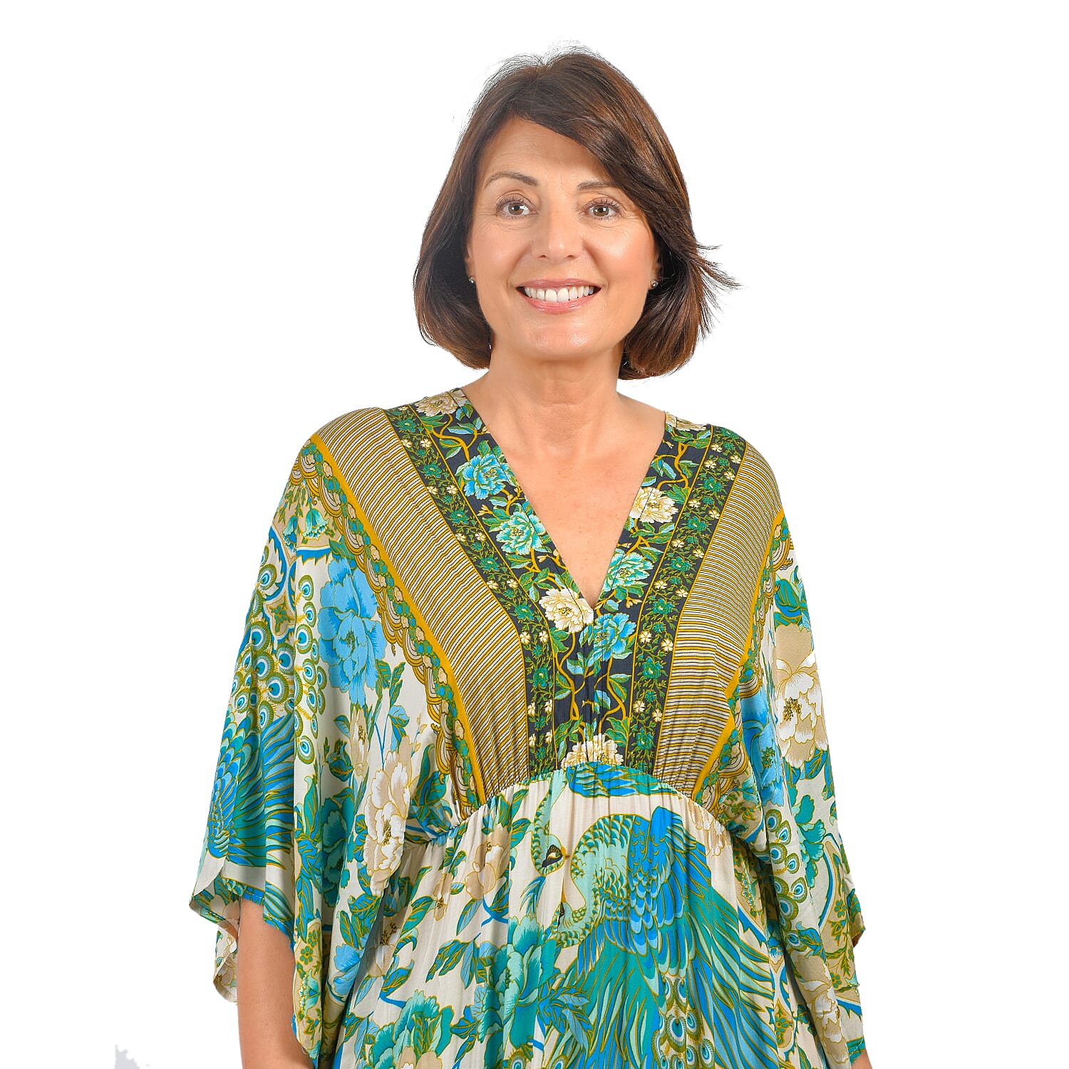 Closeout Deal Placement Printed Maxi Dress (One Size) - Green