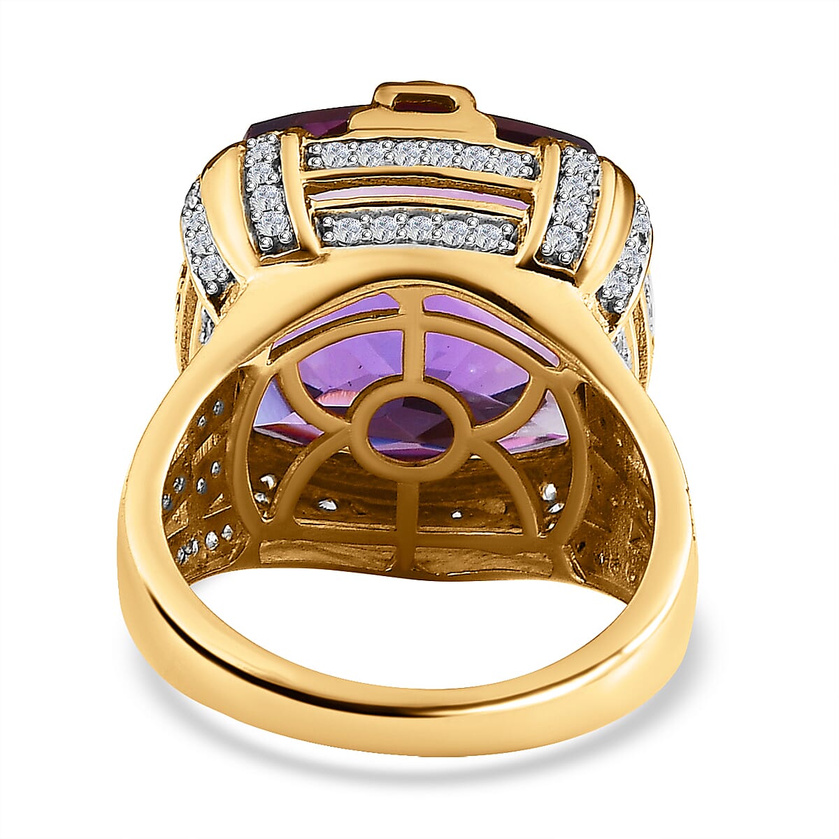AAA Canela Amethyst Ring in 18K Yellow Gold Vermeil Plated Sterling Silver 16.00 Ct.