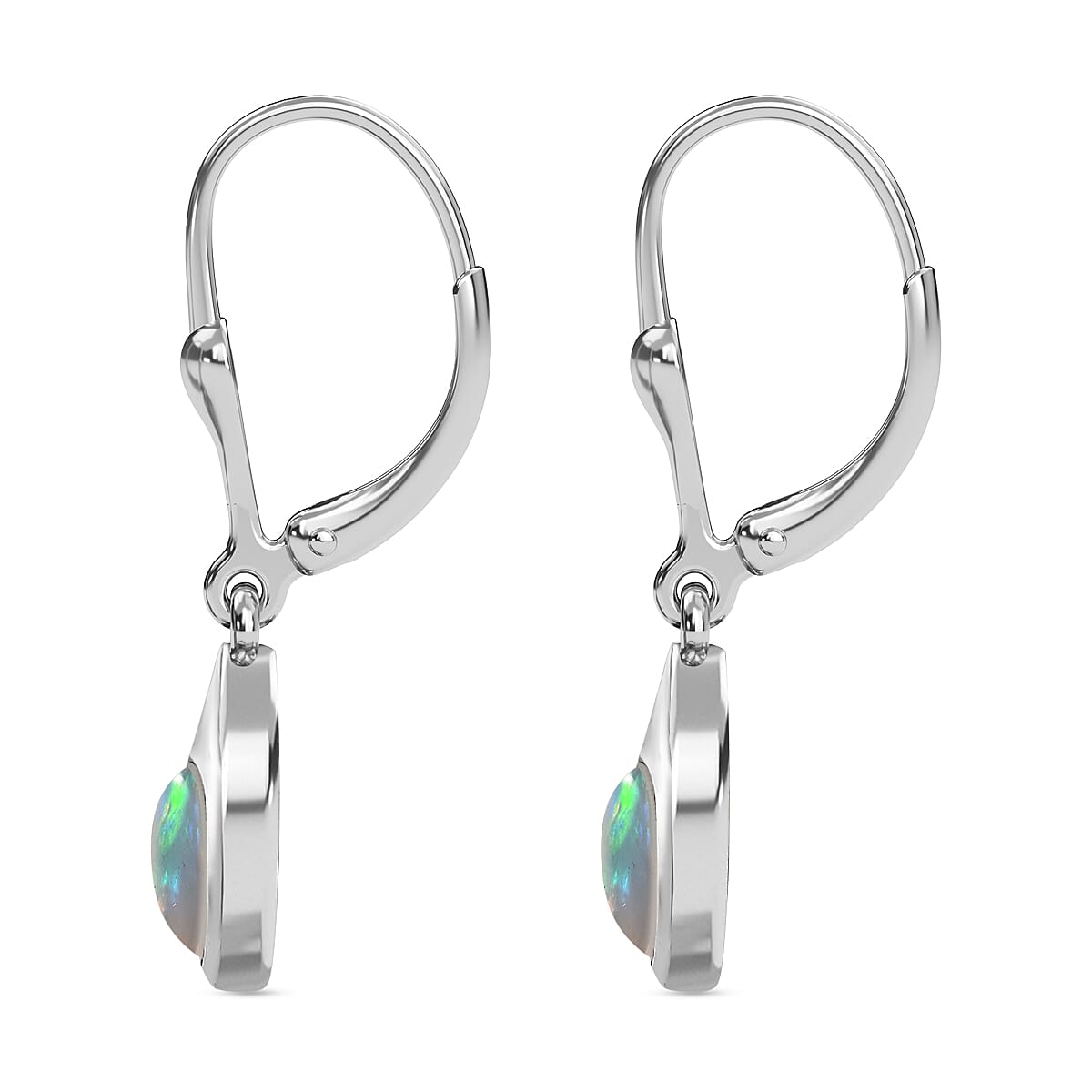Ethiopian Welo Opal Solitaire Earring with Lever Back in Platinum Overlay Sterling Silver 0.66 Ct.