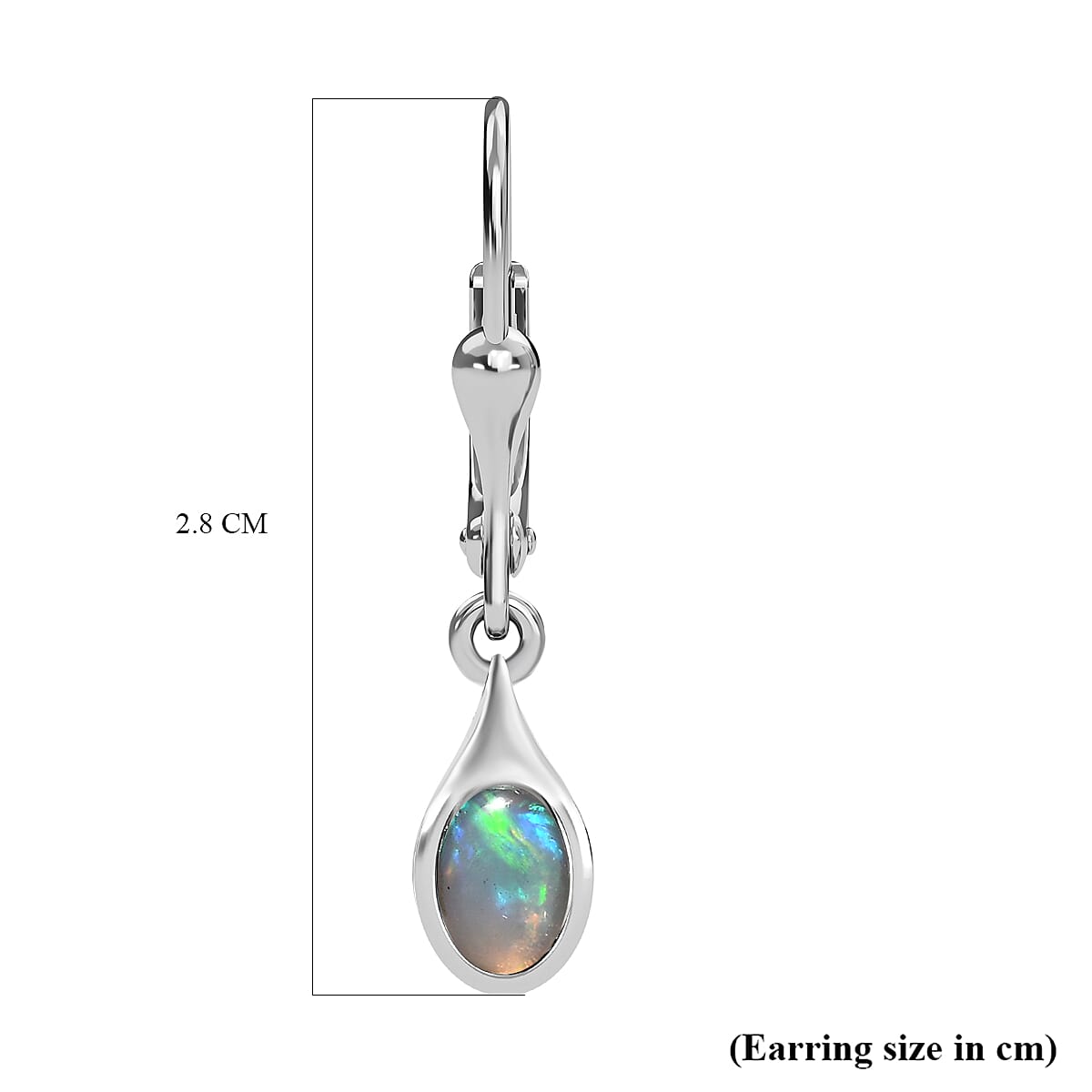Ethiopian Welo Opal Solitaire Earring with Lever Back in Platinum Overlay Sterling Silver 0.66 Ct.