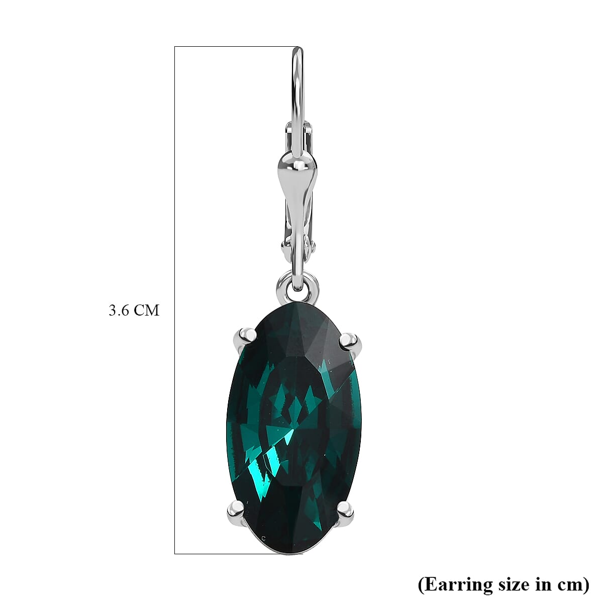 Emerald Crystal Solitaire Earrings in Platinum Overlay Sterling Silver 10.62 Ct.