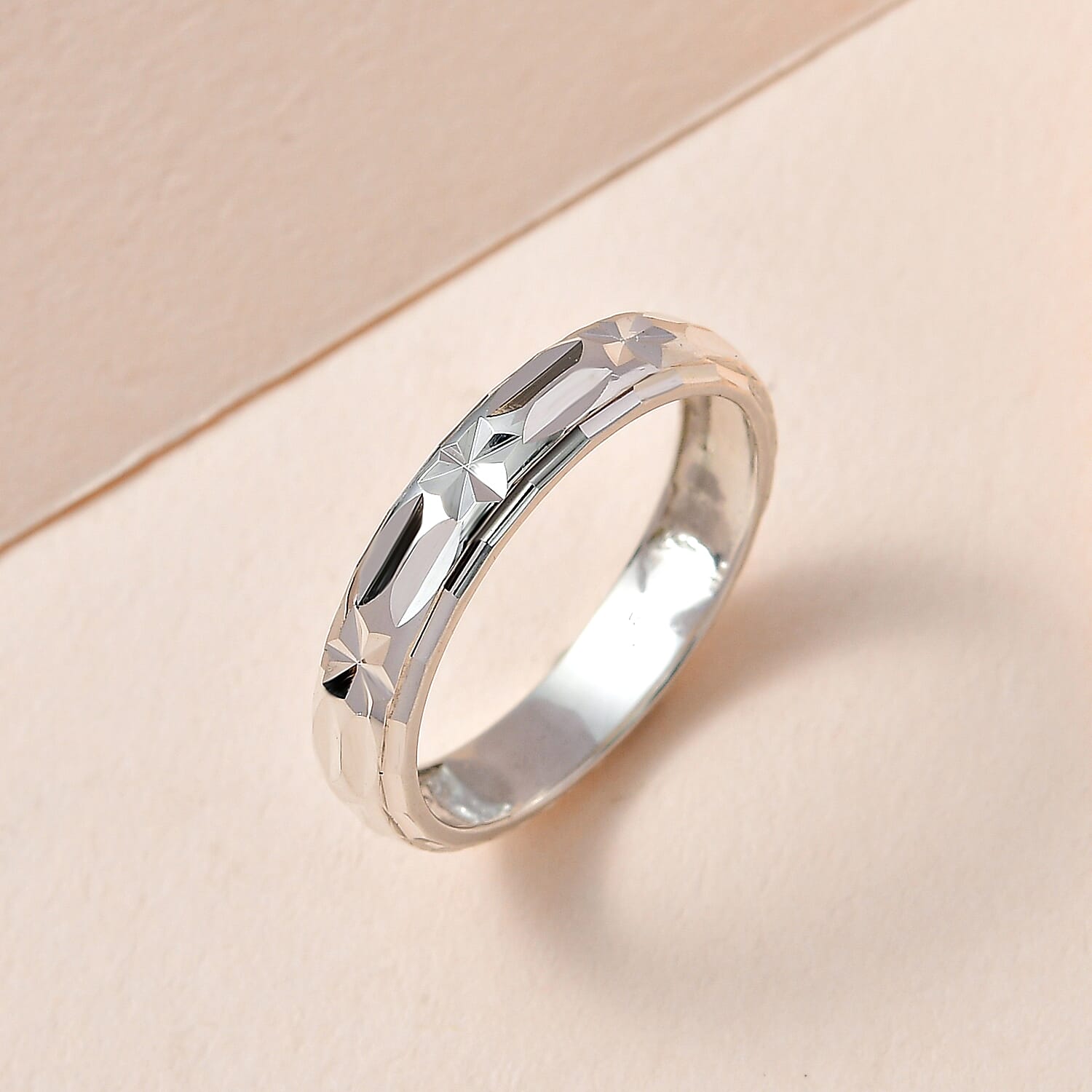 Sterling Silver Diamond Cut Chunky Band Ring