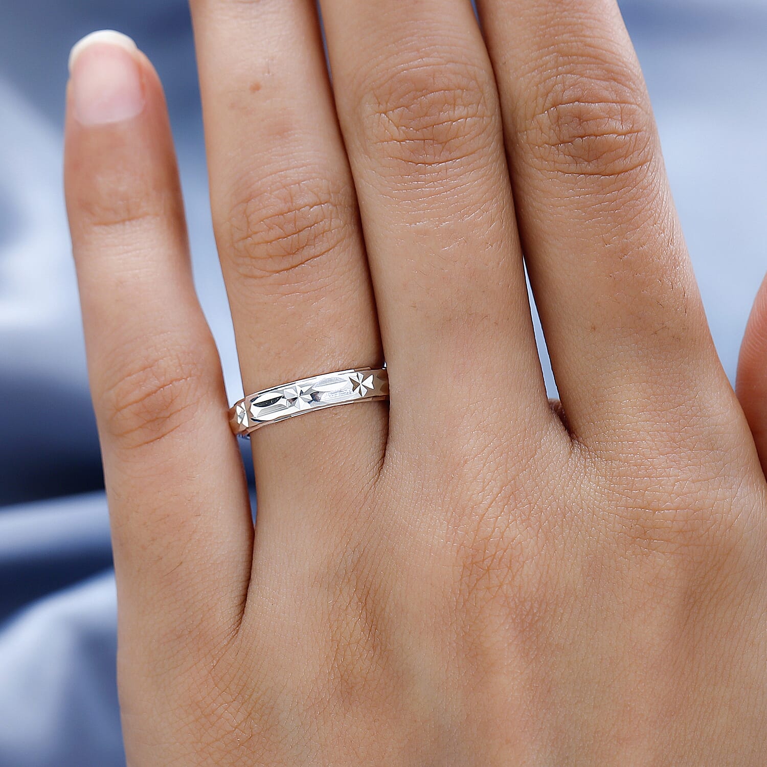 Sterling Silver Diamond Cut Chunky Band Ring