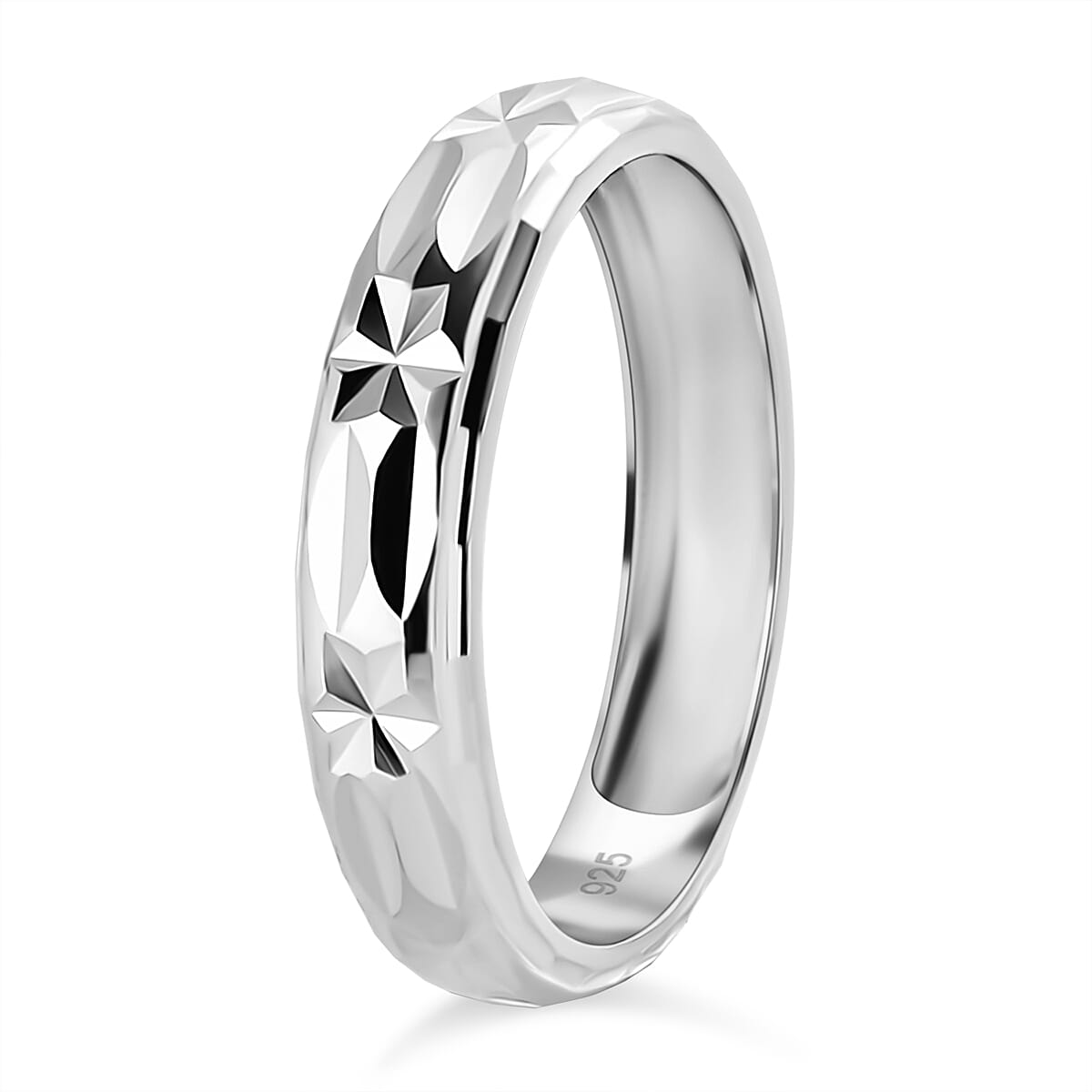 Sterling Silver Diamond Cut Chunky Band Ring