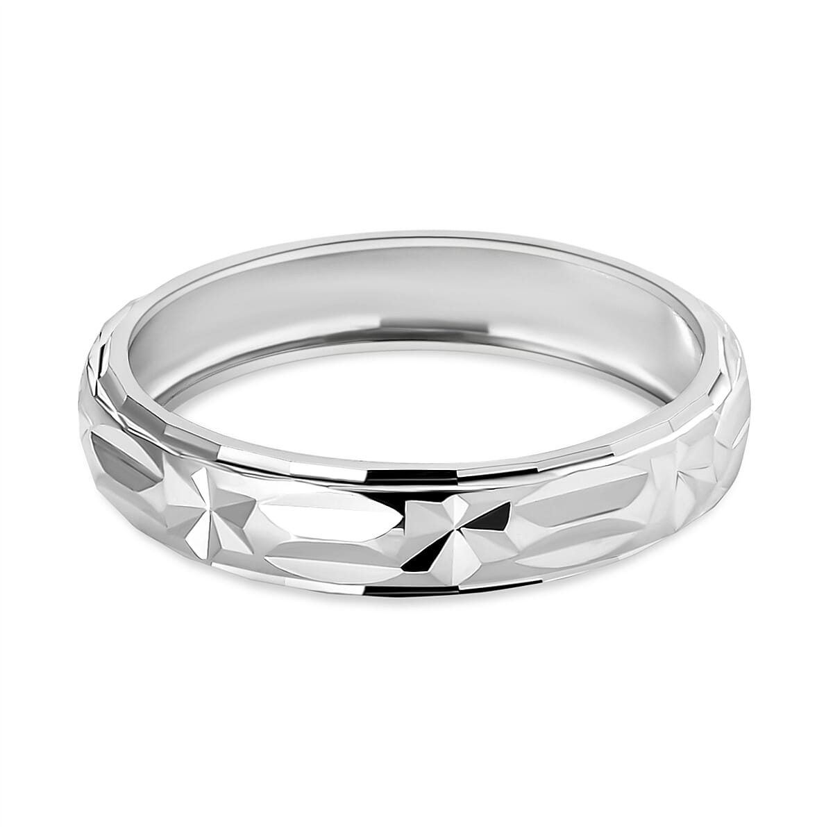 Sterling Silver Diamond Cut Chunky Band Ring