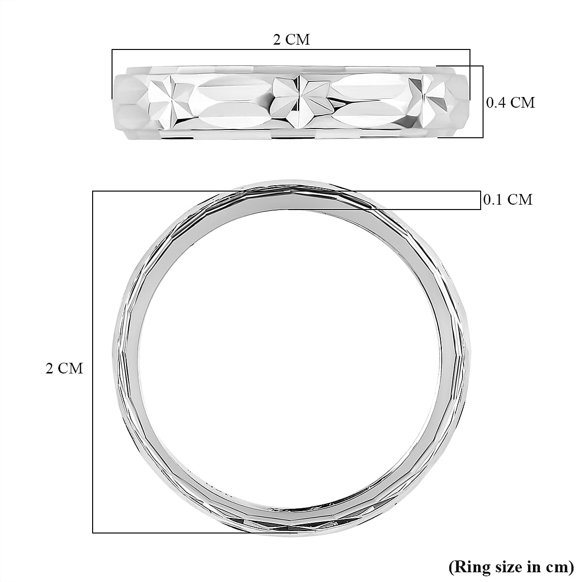 Sterling Silver Diamond Cut Chunky Band Ring