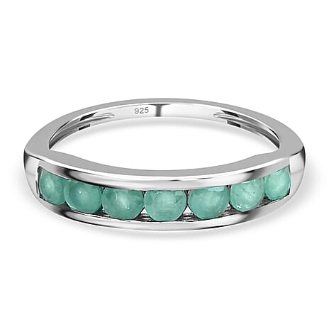 Grandidierite Half-Eternity Band Ring in Platinum Overlay Sterling Silver 1.12 Ct