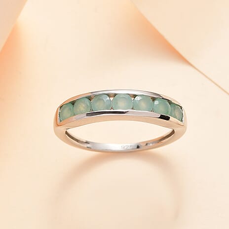 Grandidierite Half-Eternity Band Ring in Platinum Overlay Sterling Silver 1.12 Ct