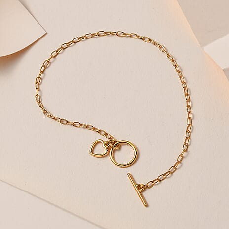 18K Vermeil Yellow Gold Plated Sterling Silver Bracelet (Size - 7.5) with Tongle Lock