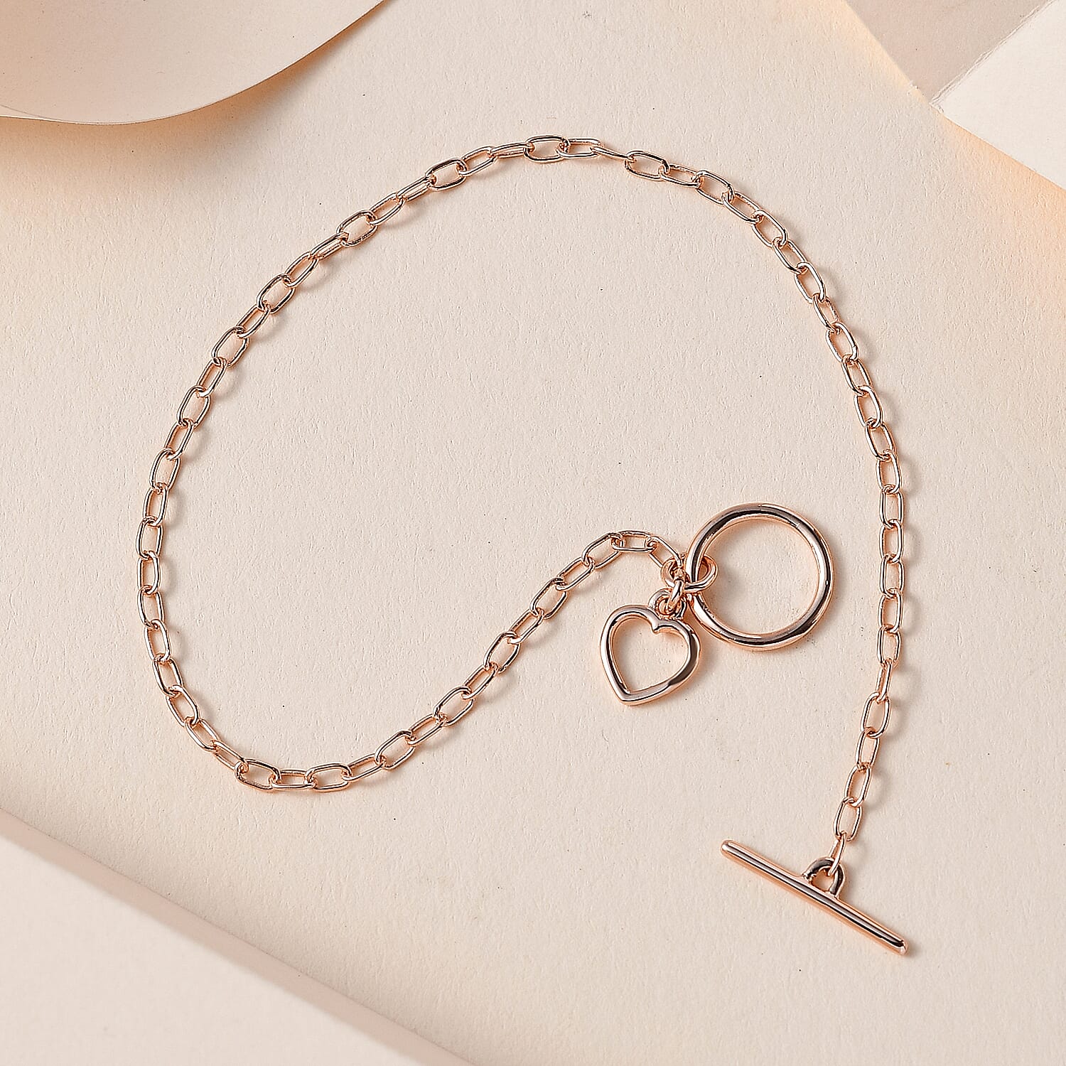 18K Rose Gold Plated Sterling Silver Bracelet (Size - 7.5)