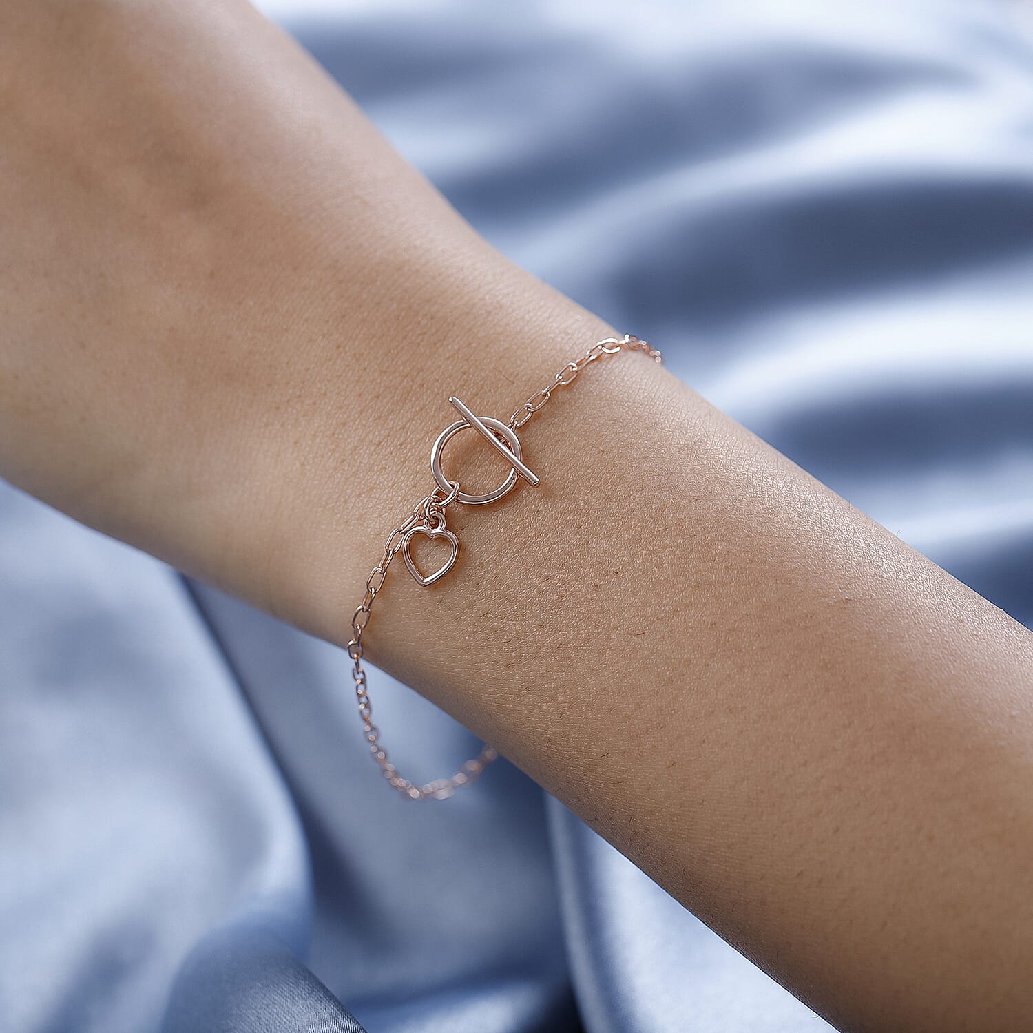 18K Rose Gold Plated Sterling Silver Bracelet (Size - 7.5)