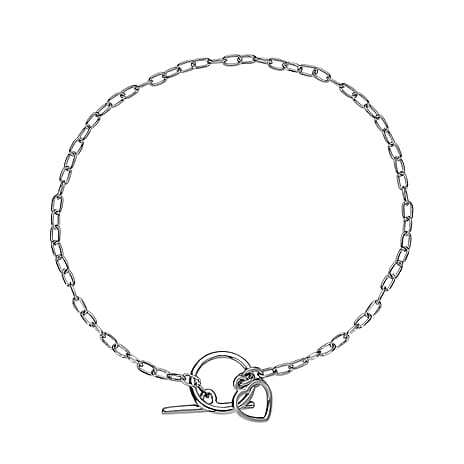 Platinum Overlay Sterling Silver Heart Bracelet (Size - 7.5) with Tongle Lock