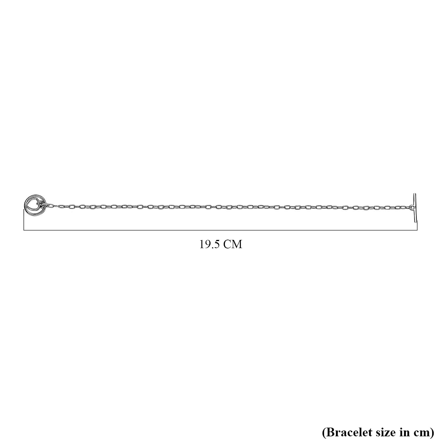 Platinum Overlay Sterling Silver Heart Bracelet (Size - 7.5) with Tongle Lock