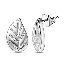 Sterling Silver Leaf Stud Earrings (with Push Back)