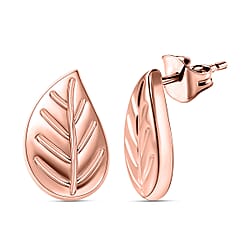 Sterling Silver Leaf Stud Earrings (with Push Back)