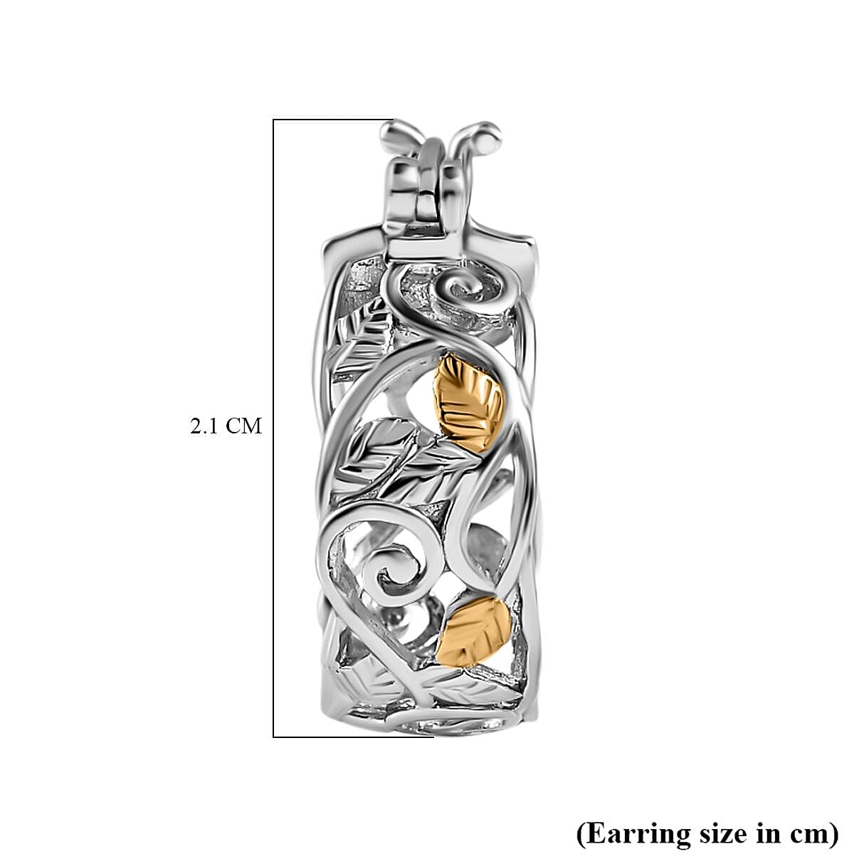 Platinum and Two Tone Plated Sterling Silver Hoop Earrings, Silver Wt. 7.57 Gms