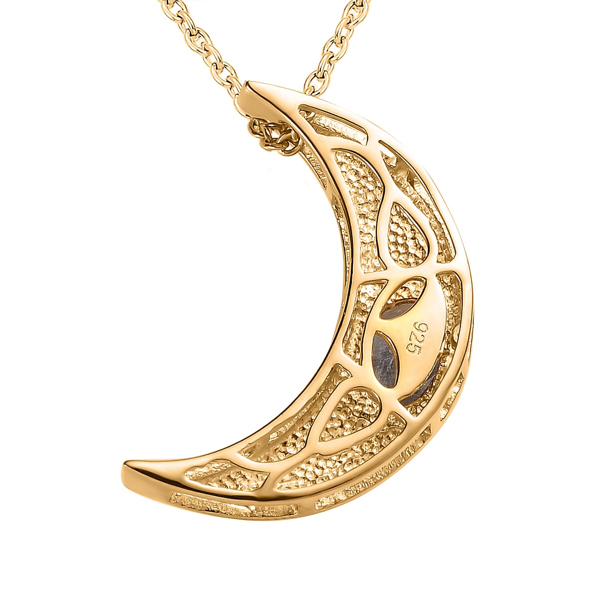 Rainbow Moonstone Necklace (Size - 20) in 18K Yellow Gold Vermeil Plated Sterling Silver 1.92 Ct.