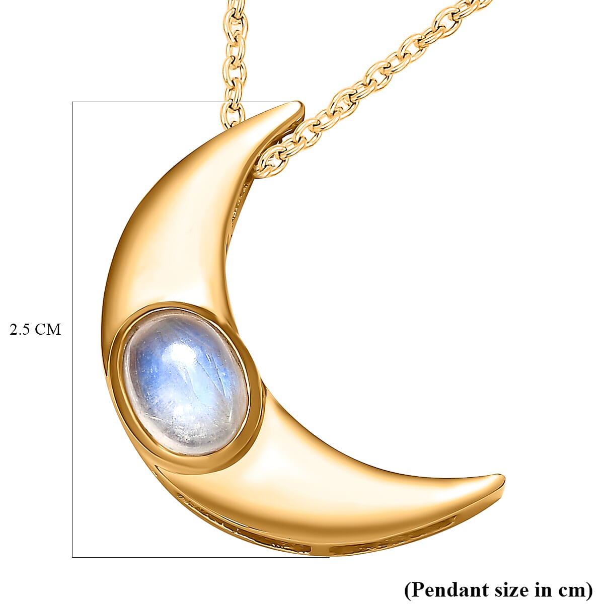 Rainbow Moonstone Necklace (Size - 20) in 18K Yellow Gold Vermeil Plated Sterling Silver 1.92 Ct.
