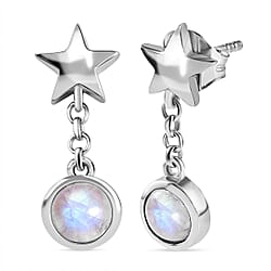 Moon Glow Stone Dangle Earrings in Platinum Overlay Sterling Silver 1.31 Ct.