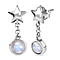 Moon Glow Stone Dangle Earrings in Platinum Overlay Sterling Silver 1.31 Ct.