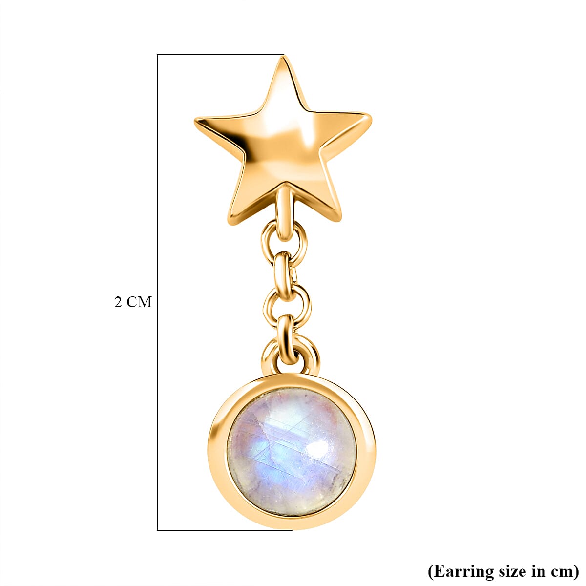 Premium Rainbow Moonstone Dangle Earrings in 18K Yellow Gold Vermeil Plated Sterling Silver 1.31 Ct.