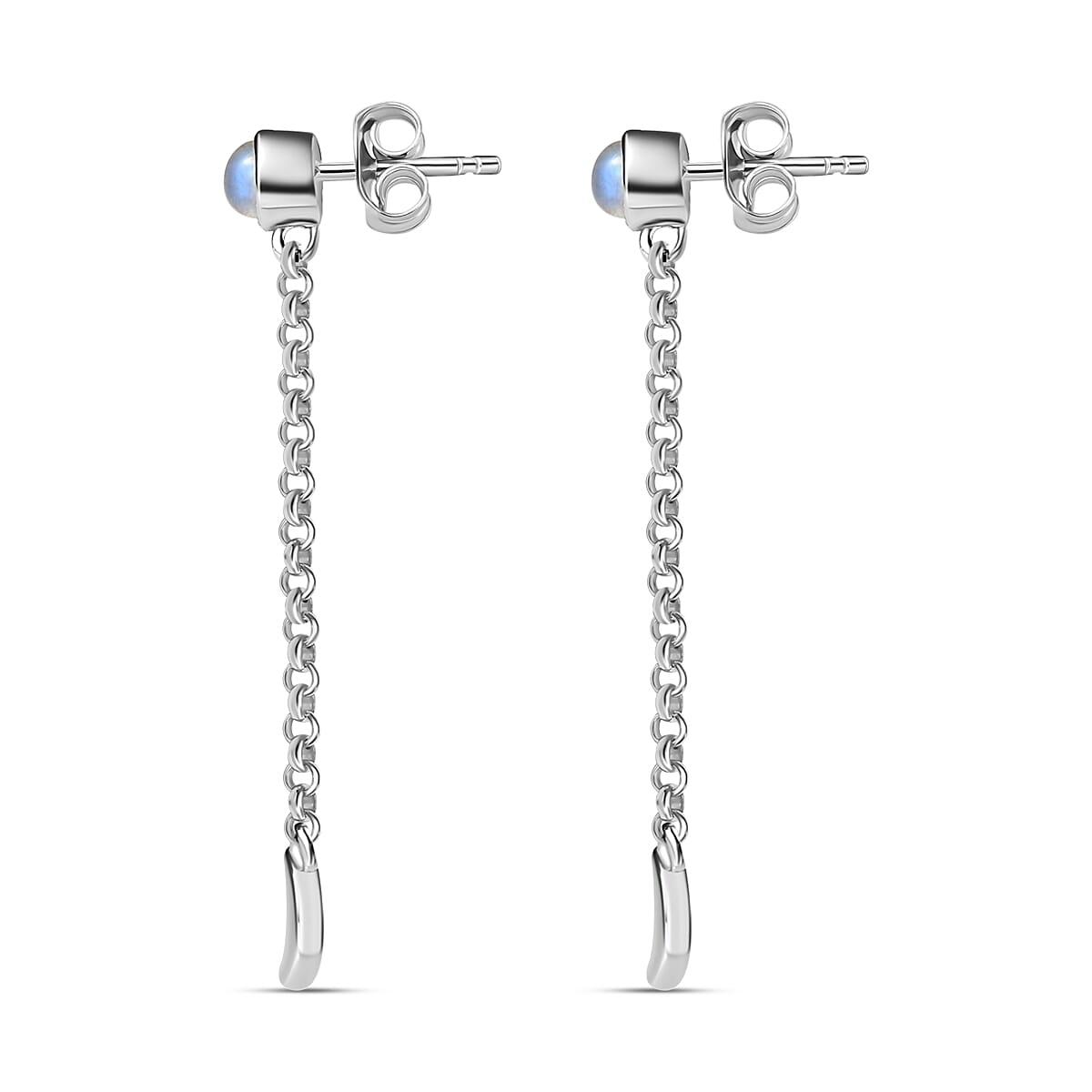 Moon Glow Stone Solitaire Earrings in Platinum Overlay Sterling Silver