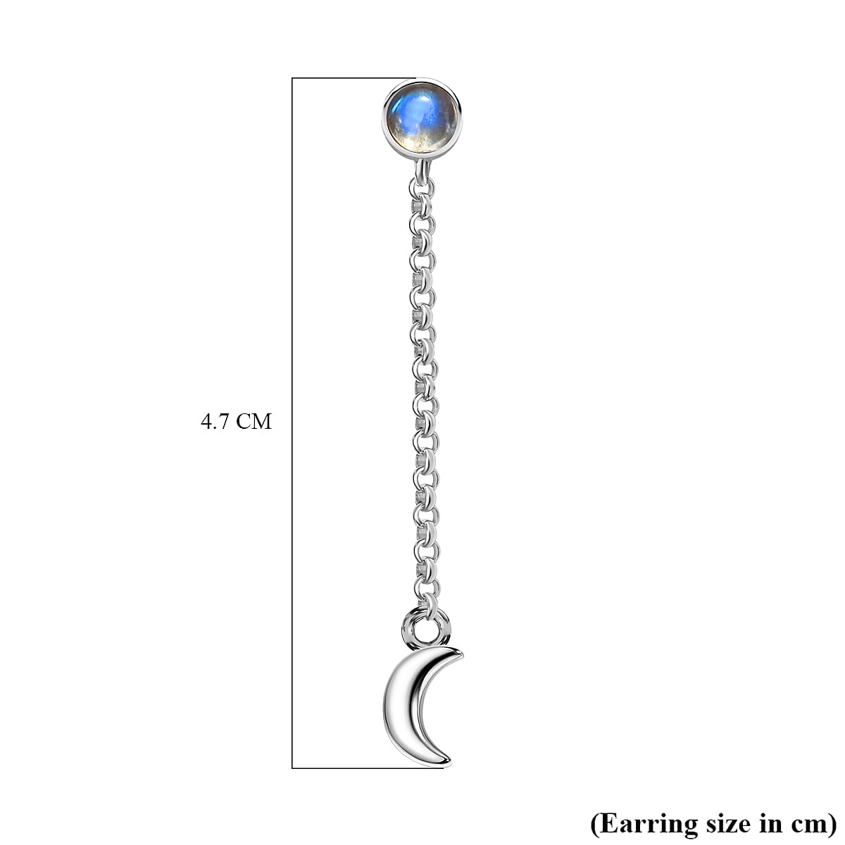 Moon Glow Stone Solitaire Earrings in Platinum Overlay Sterling Silver