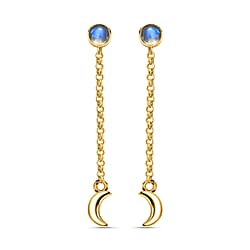 Moon Glow Stone Solitaire Earrings in 18K Yellow Gold Vermeil Plated Sterling Silver