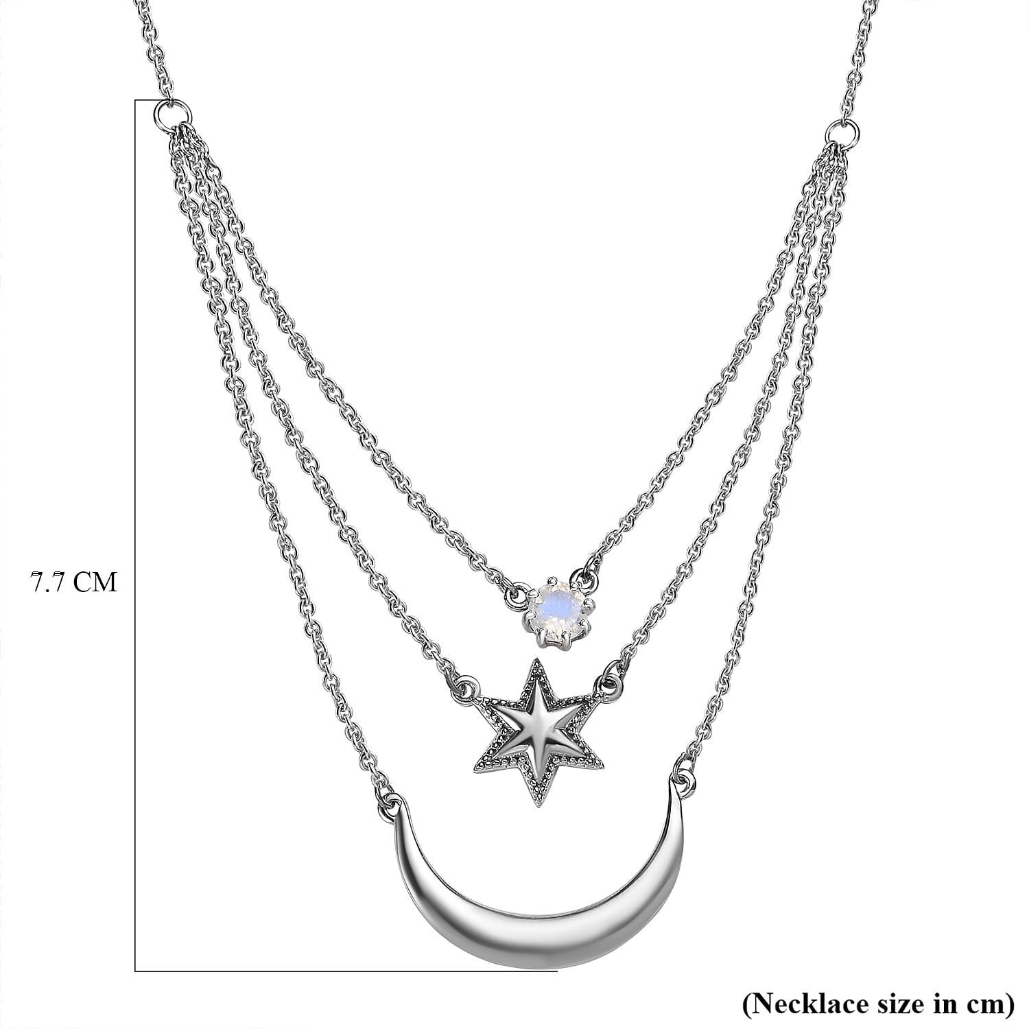 Premium Rainbow Moonstone Necklace (Size - 20) in Platinum Overlay Sterling Silver