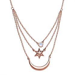 Moon Glow Stone Necklace (Size - 20) in 18K Rose Gold Vermeil Plated Sterling Silver