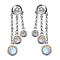 Moon Glow Stone & Moissanite Earrings in Platinum Overlay Sterling Silver 3.23 Ct.