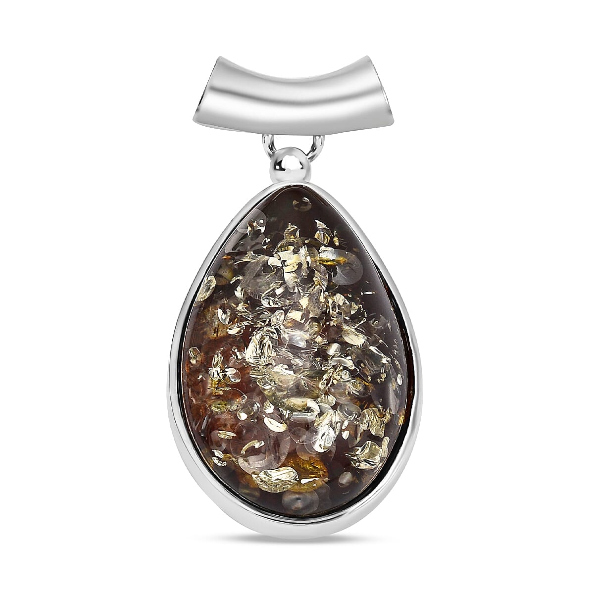 Tucson Special - Green Amber Pendant in Sterling Silver