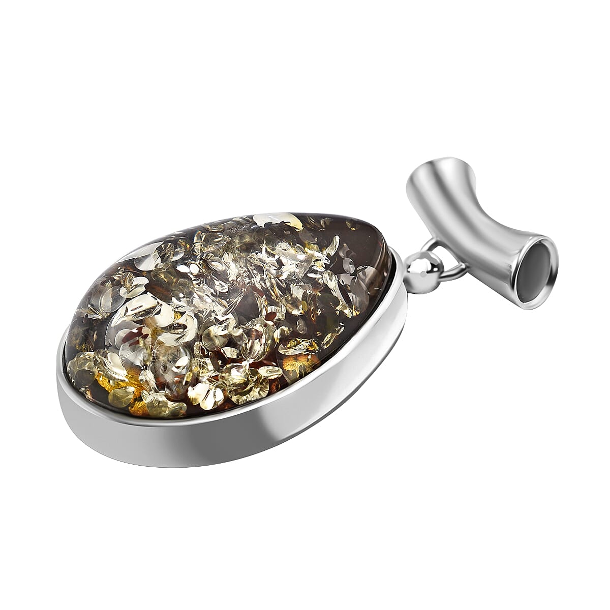 Tucson Special - Green Amber Pendant in Sterling Silver