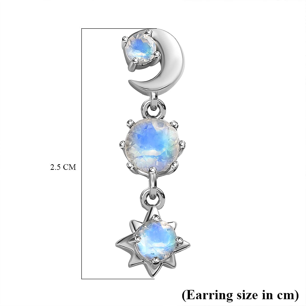 Moon Glow Stone Dangle Earrings in Platinum Overlay Sterling Silver 1.72 Ct.
