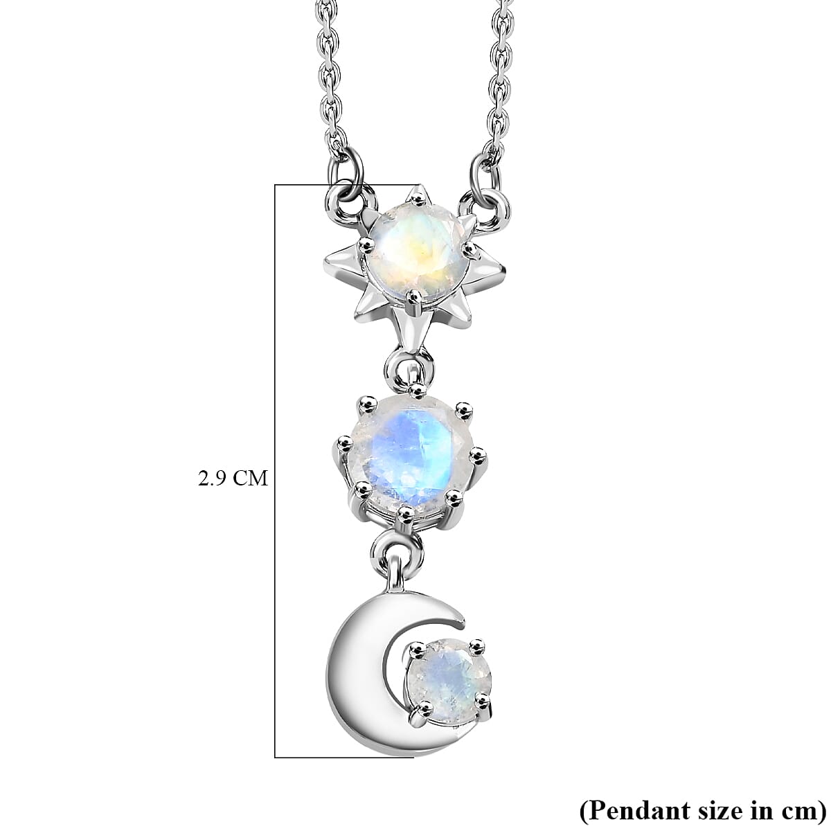 Premium Rainbow Moonstone Necklace (Size - 20) in Platinum Overlay Sterling Silver 1.84 Ct.