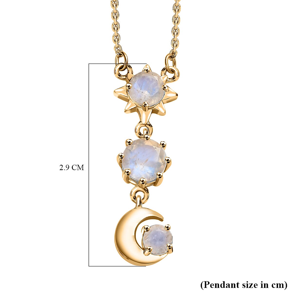 Premium Rainbow Moonstone Necklace (Size - 20) in 18K Yellow Gold Vermeil Plated Sterling Silver 1.84 Ct.