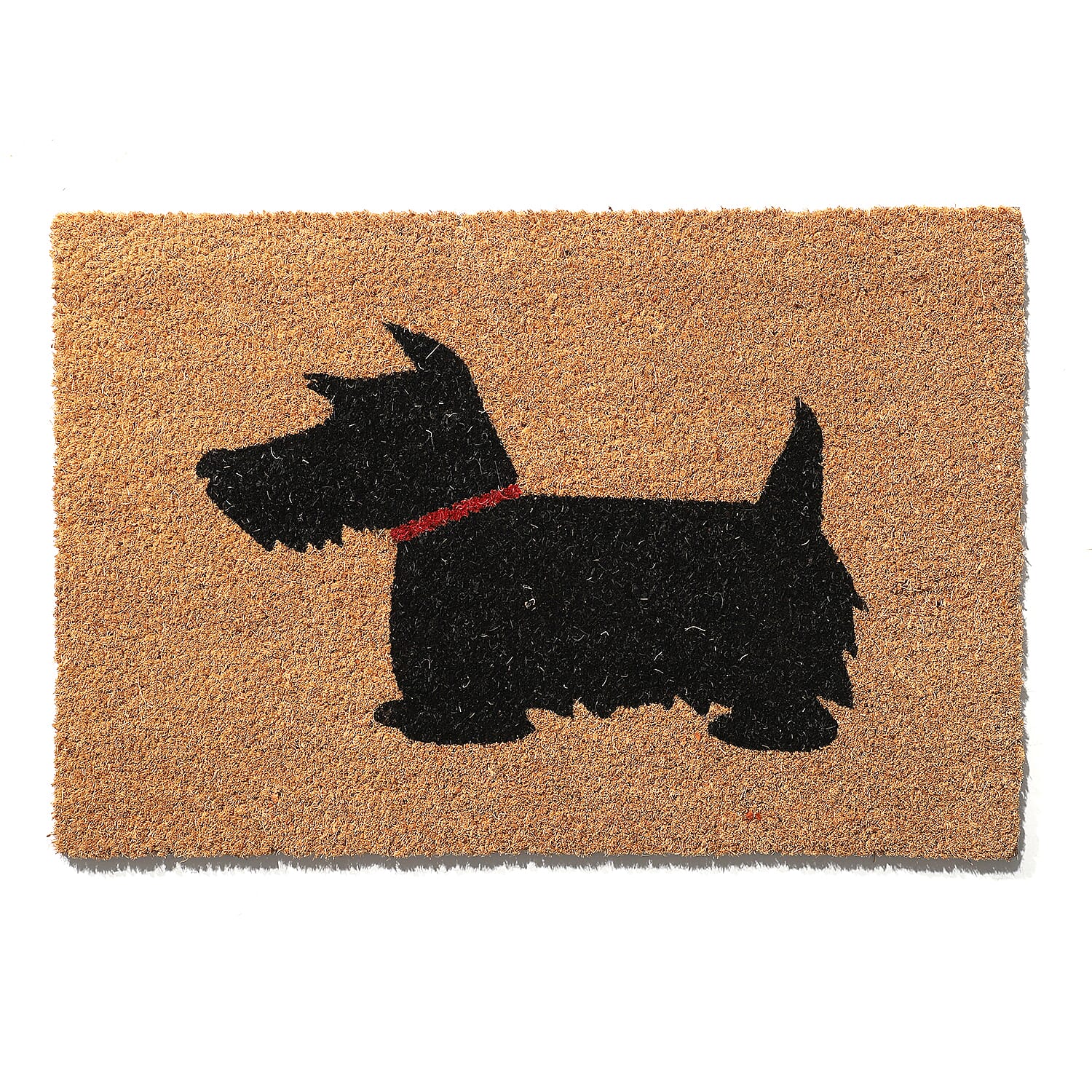 15mm Dog Design PVC Backed Coir Natural Printed Rug and Door Mat (Size 60x40 cm) - Brown & Black