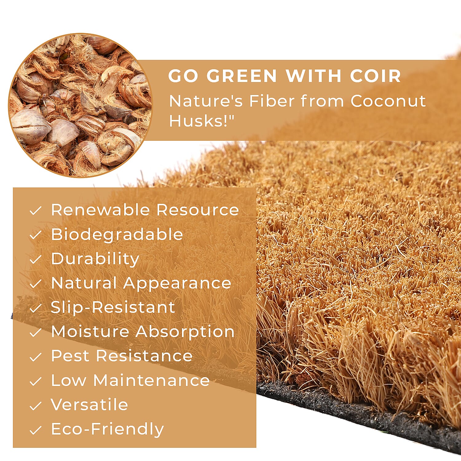 15mm Dog Design PVC Backed Coir Natural Printed Rug and Door Mat (Size 60x40 cm) - Brown & Black