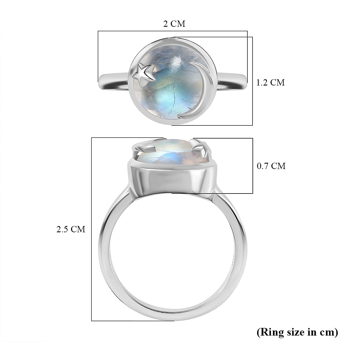 Premium Rainbow Moonstone Ring in Platinum Overlay Sterling Silver 4.60 Ct