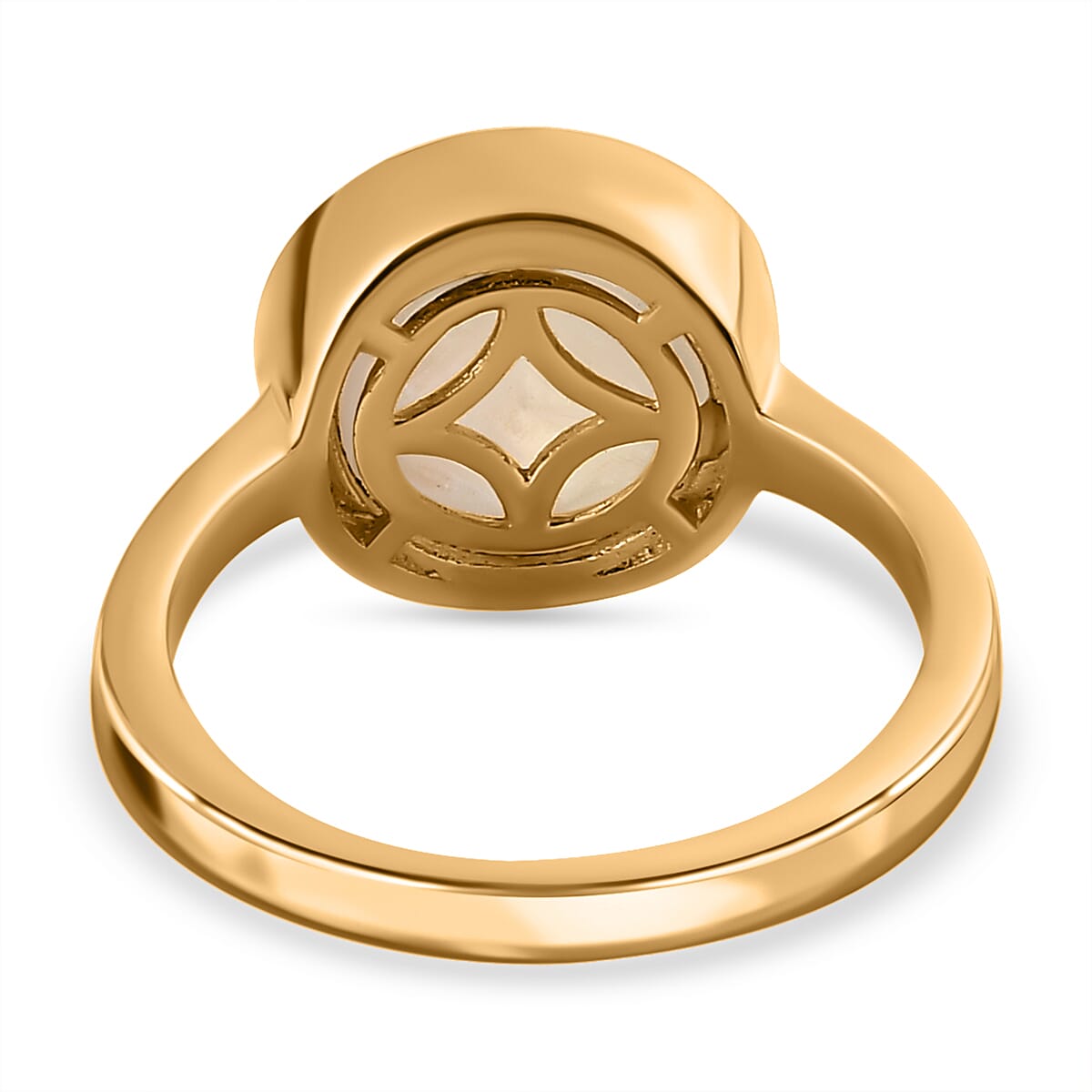 Premium Rainbow Moonstone Ring in Yellow Gold Vermeil Plated Sterling Silver 4.60 Ct