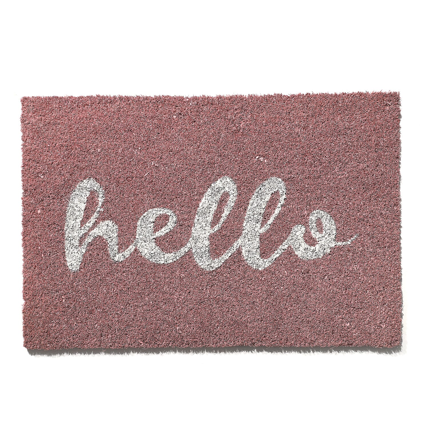 HELLO Print Backed Coir Natural Printed Rug and Door Mat (Size 60x40 cm) - Mauve - White